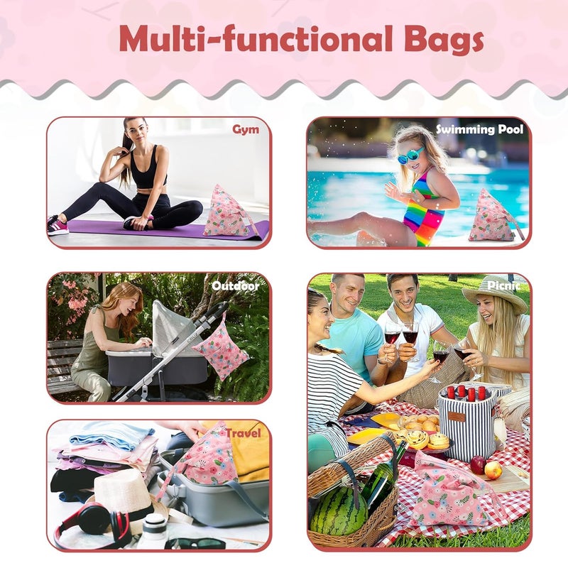 ALVABABY 3pcs Cloth Diaper Wet Dry Bags Waterproof Reusable with Two Zippered Pockets Travel Beach Pool Daycare Soiled Baby Items Yoga Gym Bag for Swimsuits or Wet Clothes 3L-ZM22A - Image 4